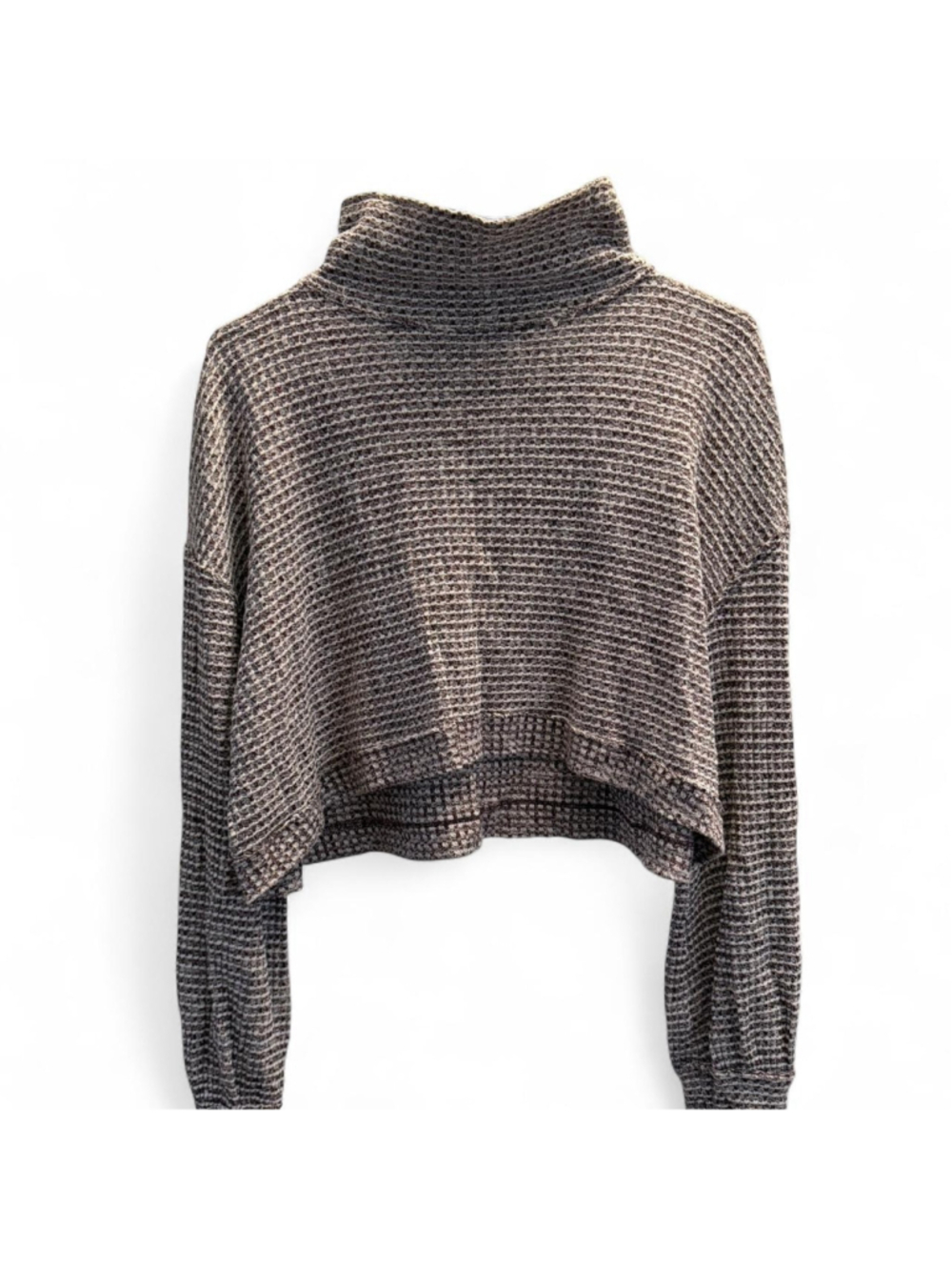 Free People burgundy and white/cream cropped mock neck sweater